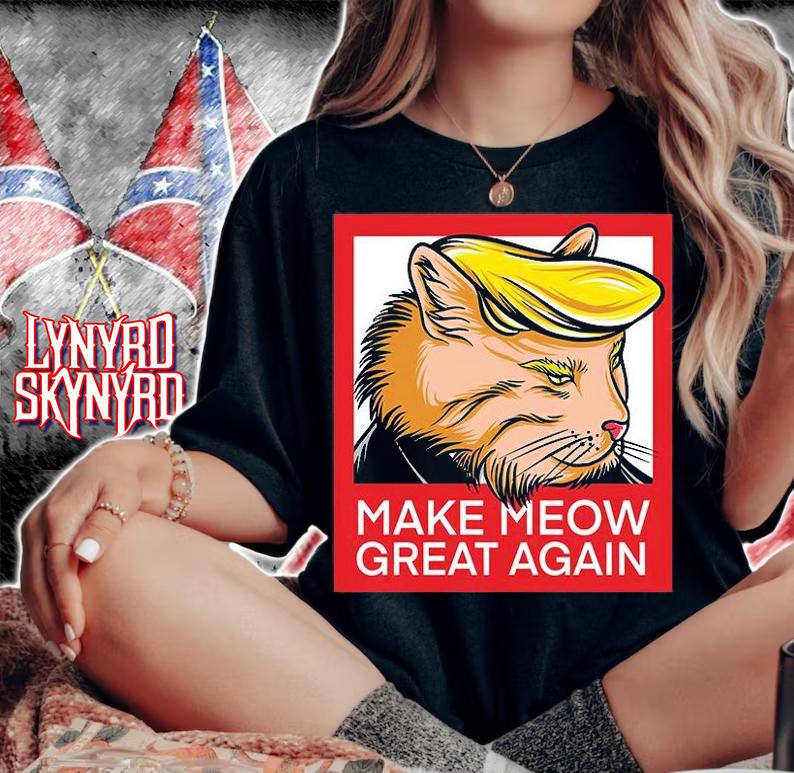 Funny Make Meow Great Again Cat Poster T-Shirt woman shirt