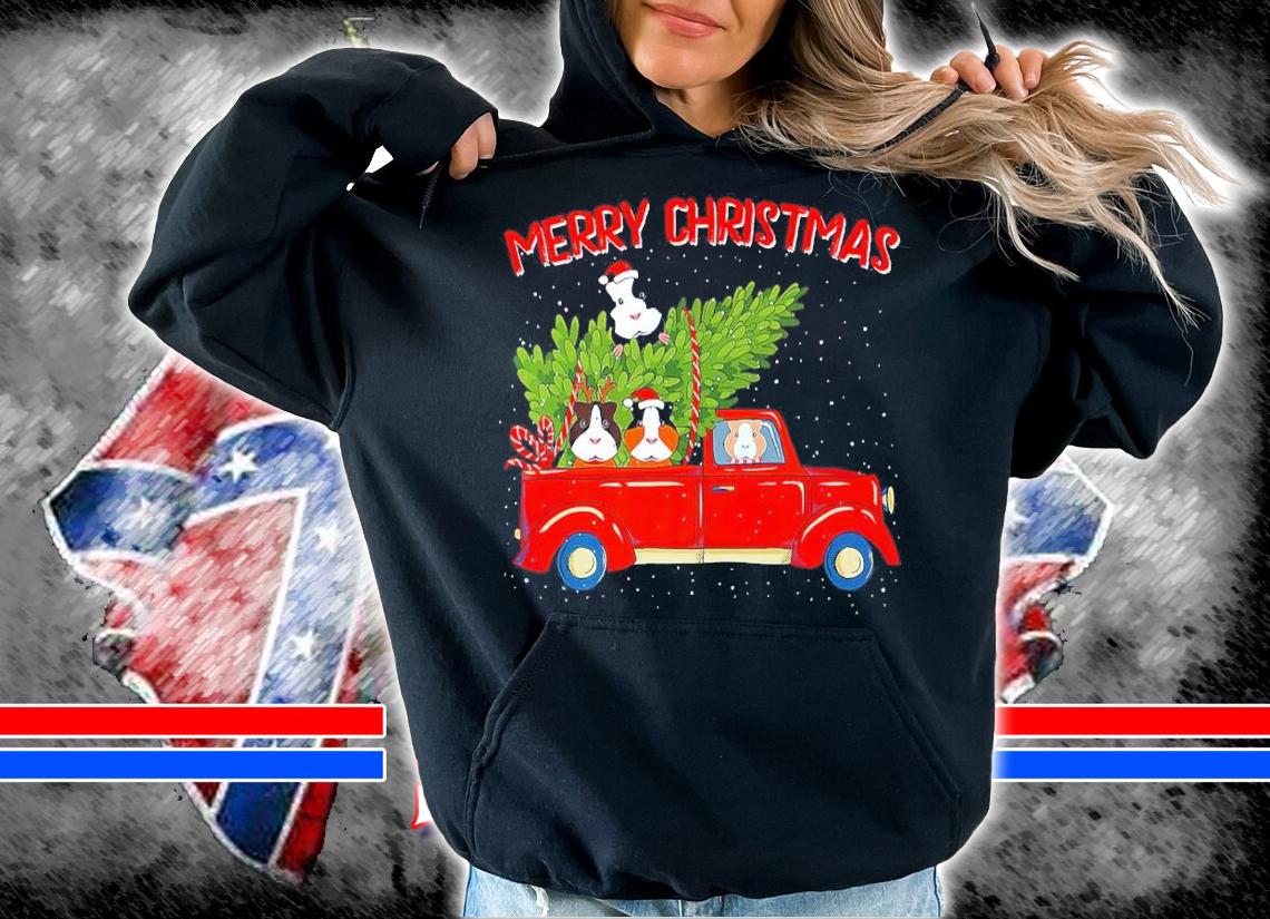 Guinea Pig Red Truck Merry Christmas Shirt hoodie