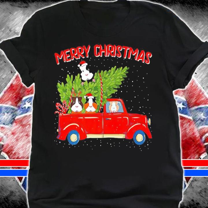 Guinea Pig Red Truck Merry Christmas Shirt shirt