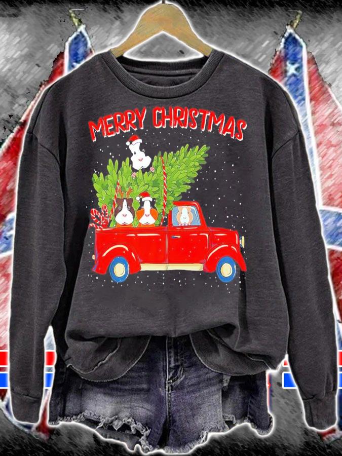 Guinea Pig Red Truck Merry Christmas Shirt sweatshirt