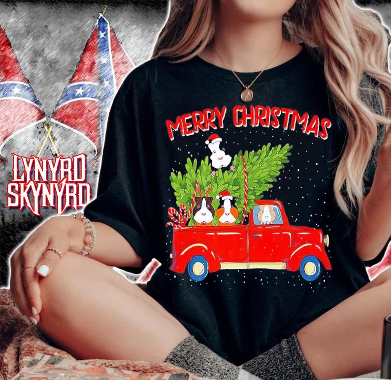 Guinea Pig Red Truck Merry Christmas Shirt woman shirt