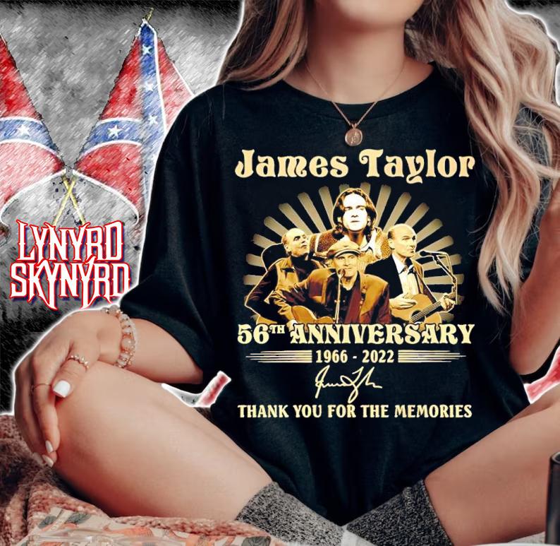 James Taylor 56th Anniversary 1966-2022 Signatures Thank You For The Memories Shirt woman shirt