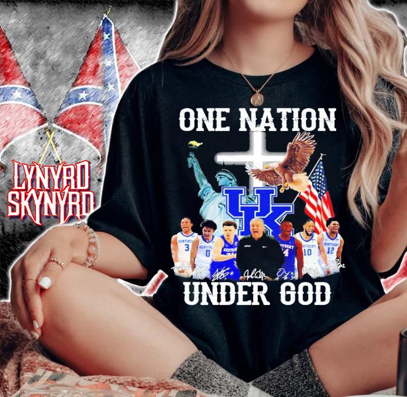 Kentucky Wildcats one nation under god signatures shirt