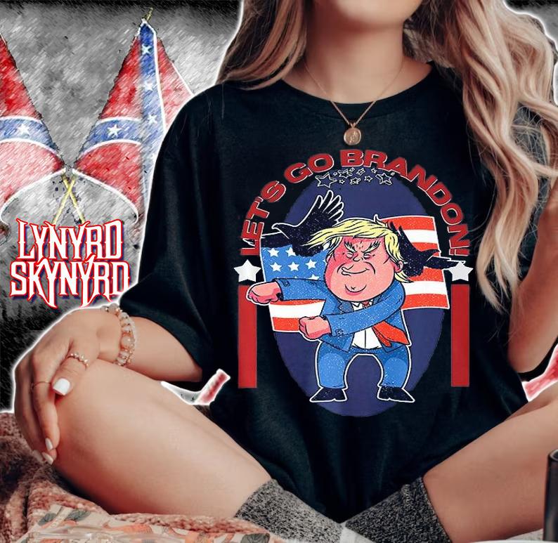 Let's Go Brandon Dabbing Trump Pro American Flag Anti Biden T-Shirt woman shirt