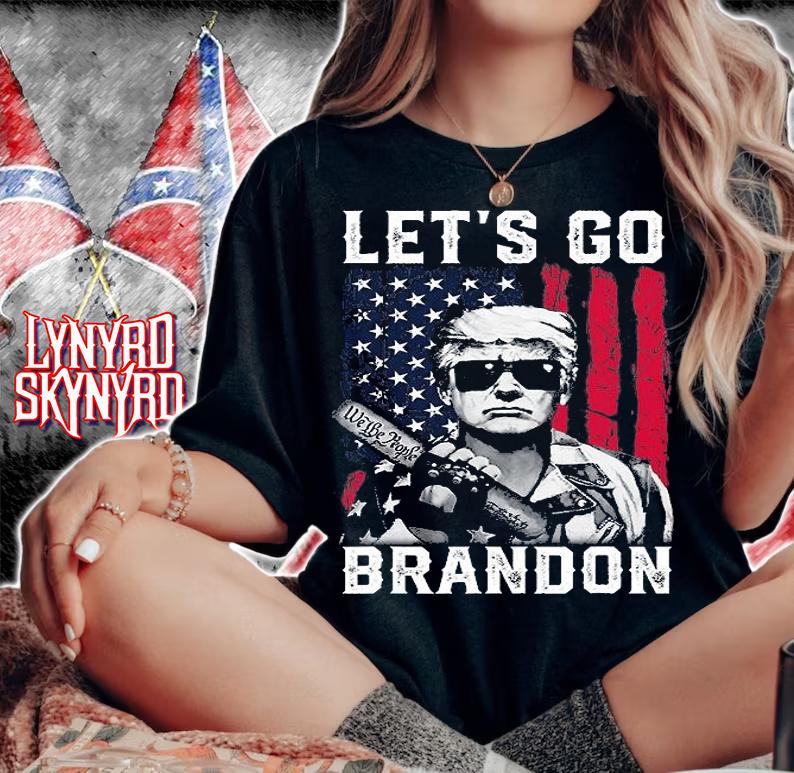 Lets Go Brandon Trump And America Flag Anti Biden Vintage T-Shirt woman shirt