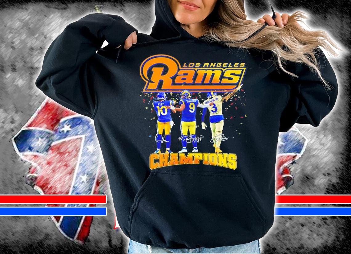 Los Angeles Rams Champions Cooper Kupp Vs Matthew Stafford And Odell Beckham Jr. Signatures Shirt