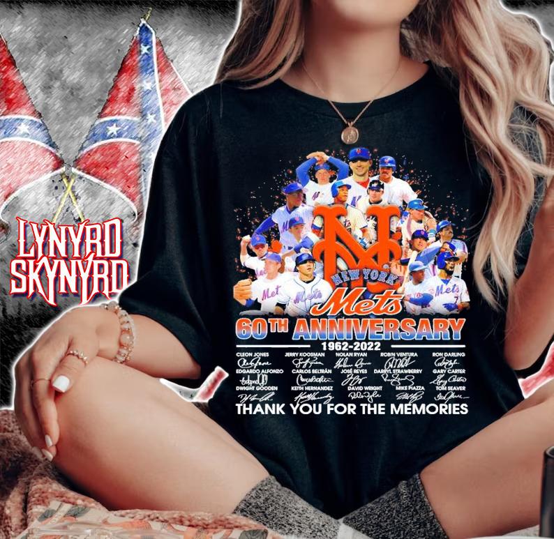New York Mets 60th Anniversary 1962-2022 Signatures Thank You For The Memories Shirt