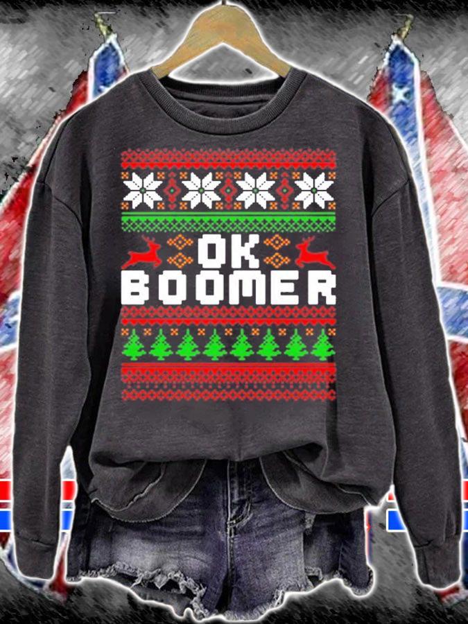 Ok Boomer Christmas Sweater Funny Baby Boomer Millennial T-Shirt sweatshirt