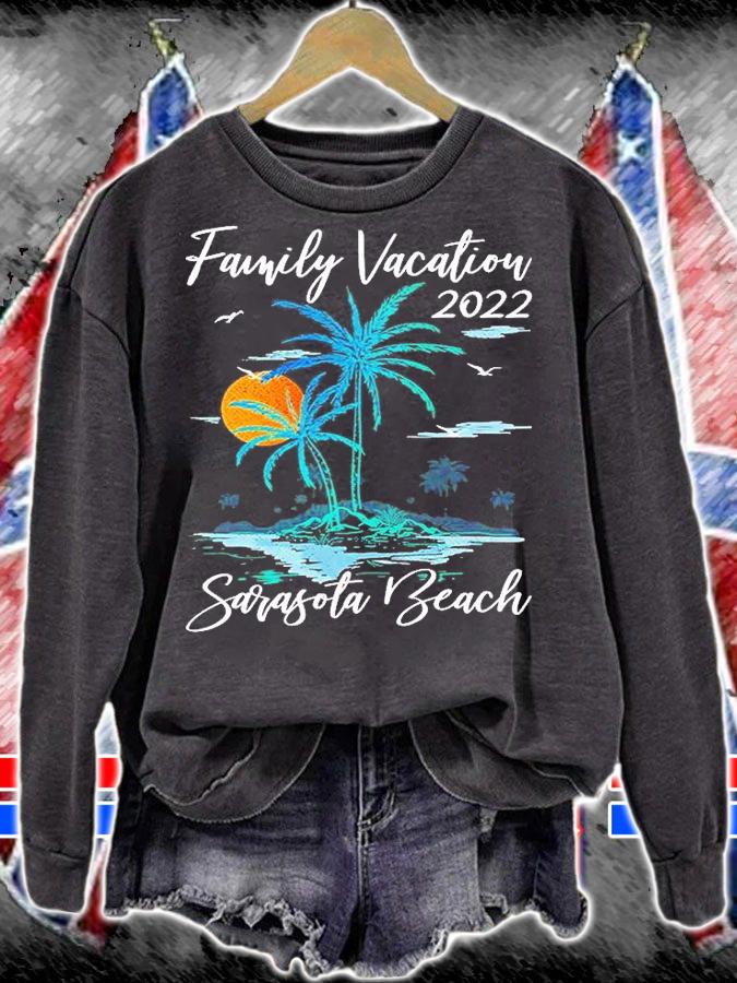 Retro Sunset Family Vacation 2022 Florida Sarasota Beach T-Shirt sweatshirt