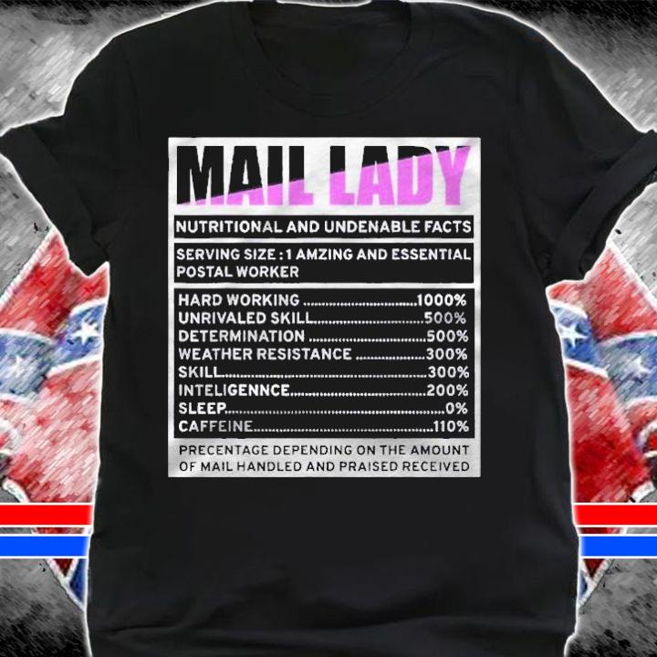 Mail Lady Nutritional Fact Funny Parcel Carrier Outfit Shirt