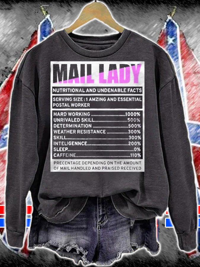Mail Lady Nutritional Fact Funny Parcel Carrier Outfit Shirt