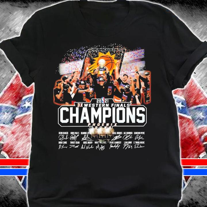 Phoenix Suns 2021 3X Western Finals Champions signatures shirt