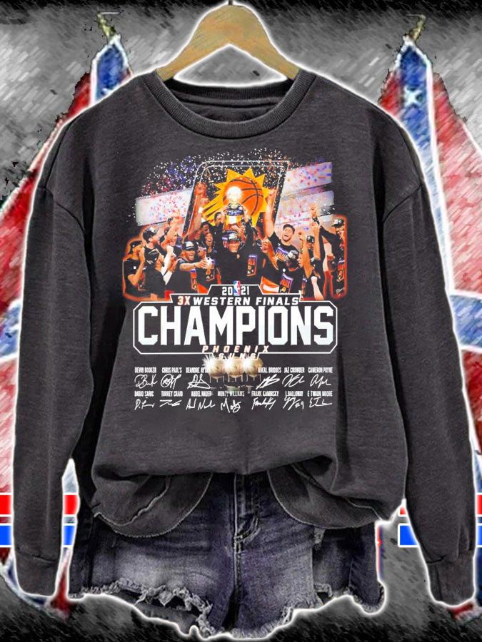 Phoenix Suns 2021 3X Western Finals Champions signatures shirt