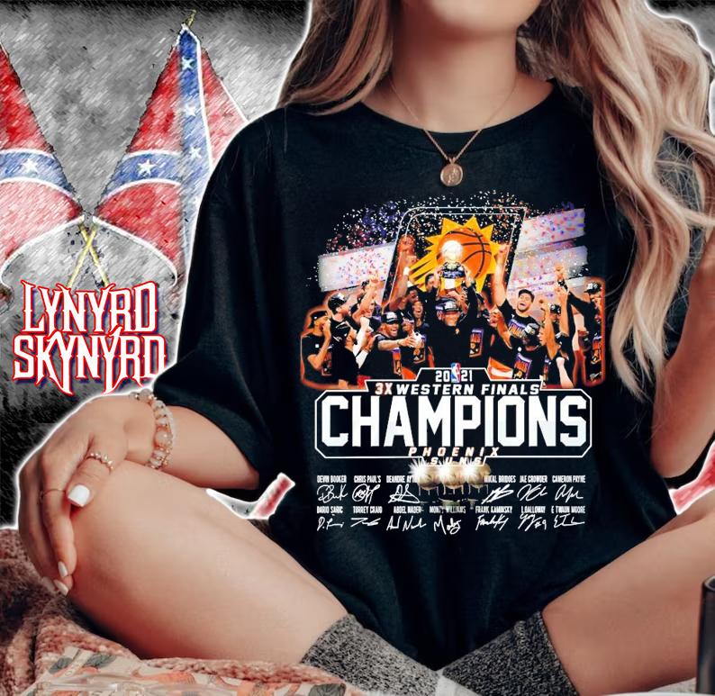 Phoenix Suns 2021 3X Western Finals Champions signatures shirt