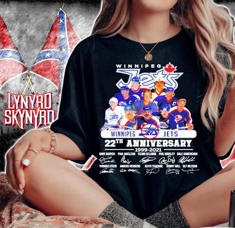 Winnipeg Jets 22th anniversary 1999-2021 signature t-shirt