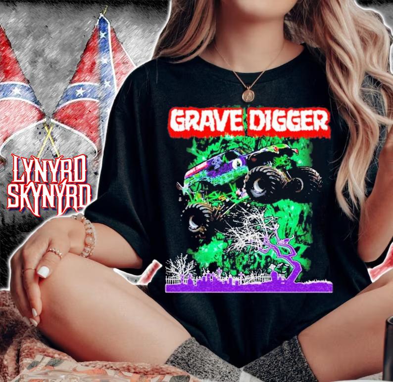 Grave Digger Monster Truck Monster Jam Graveyard Shirt