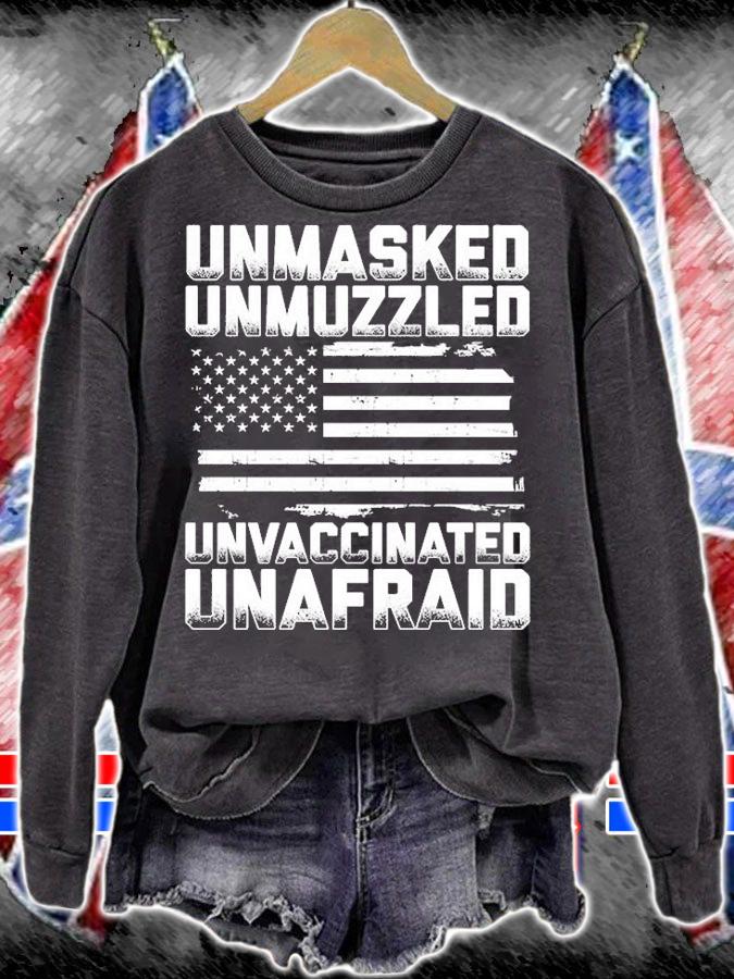 Nice Unmasked Unmuzzled Unvaccinated Unafraid USA Flag T-Shirt sweatshirt