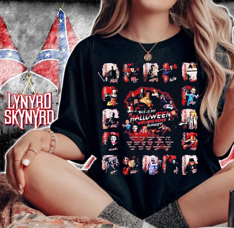 This is my Halloween watching movie blanket signature T-shirt