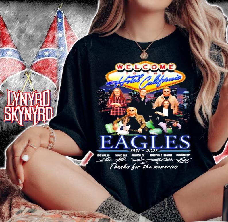 Welcome to the Hotel California Eagles 1971-2021 signatures shirt woman shirt
