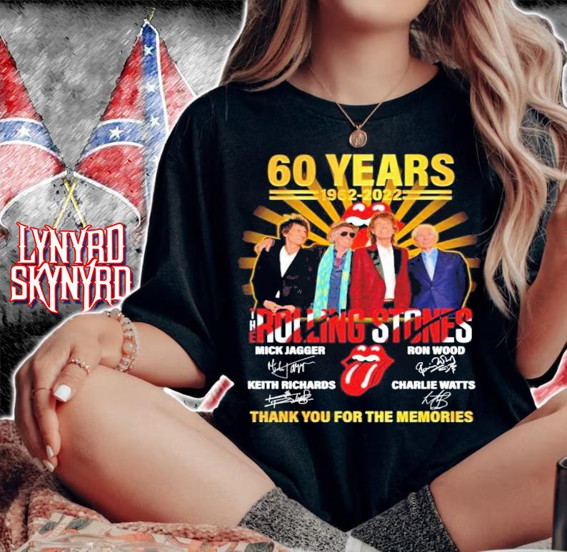 60 years 1962-2022 The Rolling Stones signatures t-shirt woman shirt
