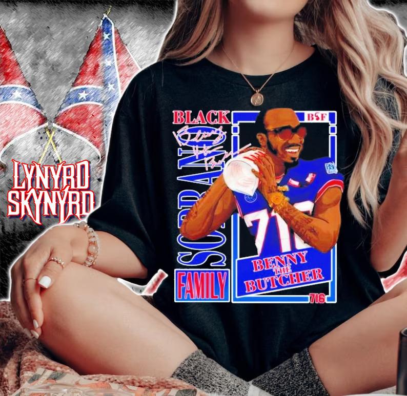 Black Soprano family benny the butcher Buffalo Bills shirt