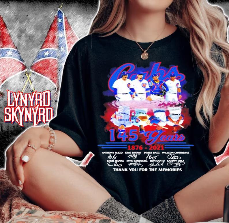Cubs 145 years 1876-2021 signatures shirt woman shirt