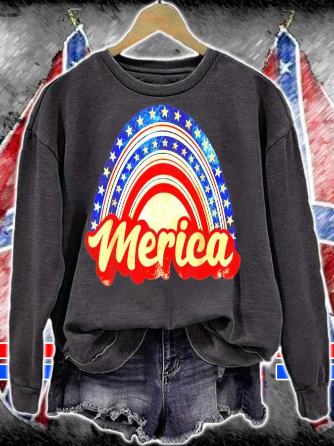Fourth of July Merica rainbow shirt sweatshirt