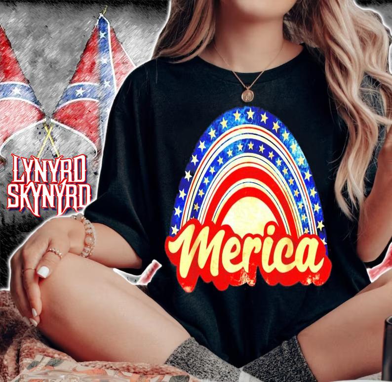 Fourth of July Merica rainbow shirt woman shirt