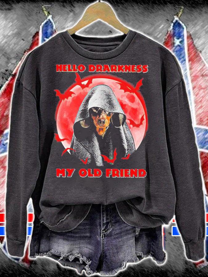 Hello darkness my old friend T-shirt black dog with halloween, halloween gifts sweatshirt