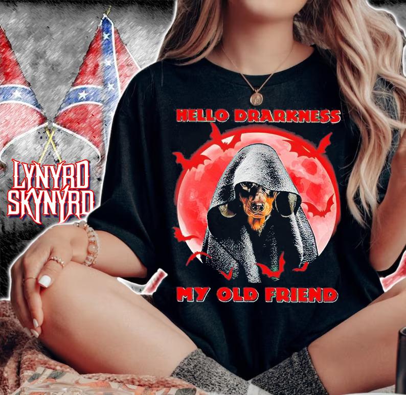 Hello darkness my old friend T-shirt black dog with halloween, halloween gifts woman shirt