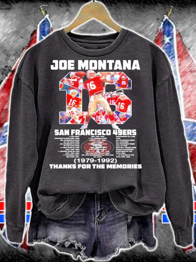 Joe Montana San Francisco 49ers 1979-1992 thanks for the memories t-shirt sweatshirt