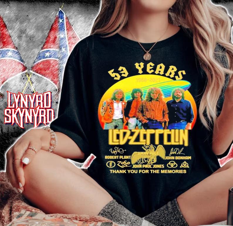 53 years Led Zeppelin 1968-2021 signatures shirt woman shirt