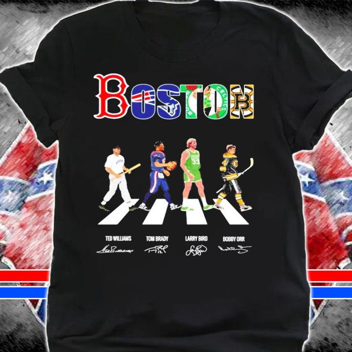 Boston Ted Williams Tom Brady Larry Bird Bobby Orr Abbey Road signature shirt
