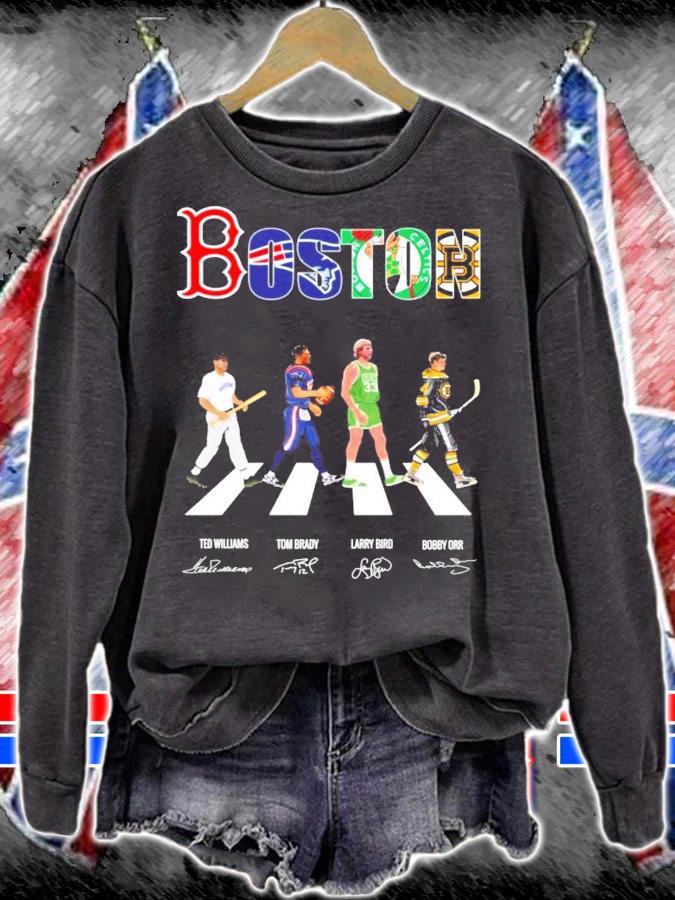 Boston Ted Williams Tom Brady Larry Bird Bobby Orr Abbey Road signature shirt