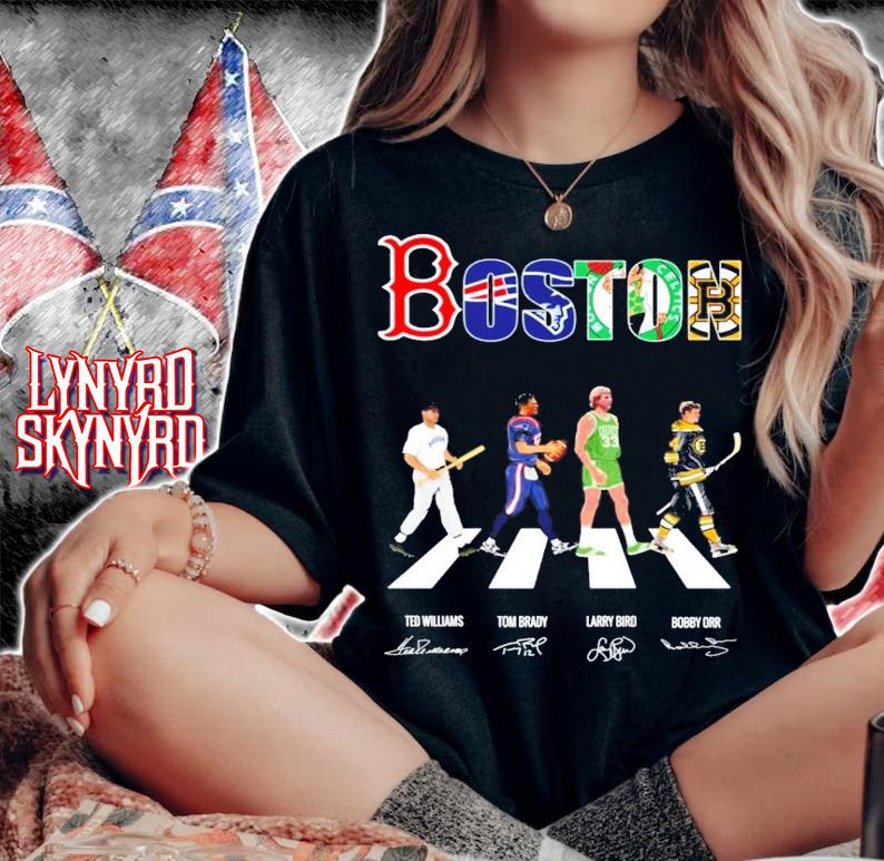 Boston Ted Williams Tom Brady Larry Bird Bobby Orr Abbey Road signature shirt
