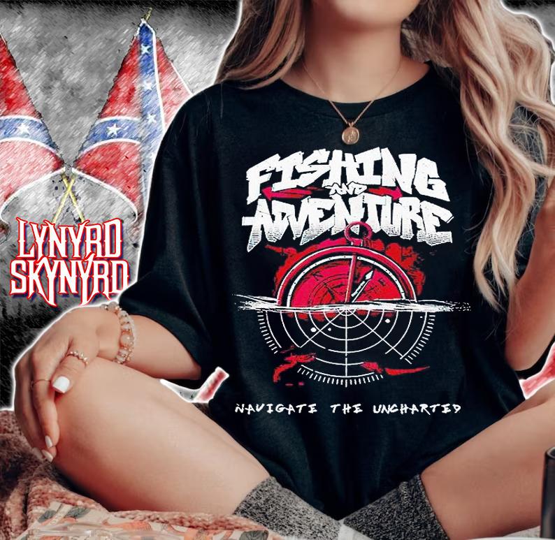 Fishing and adventure navigate the uncharted T-shirt woman shirt