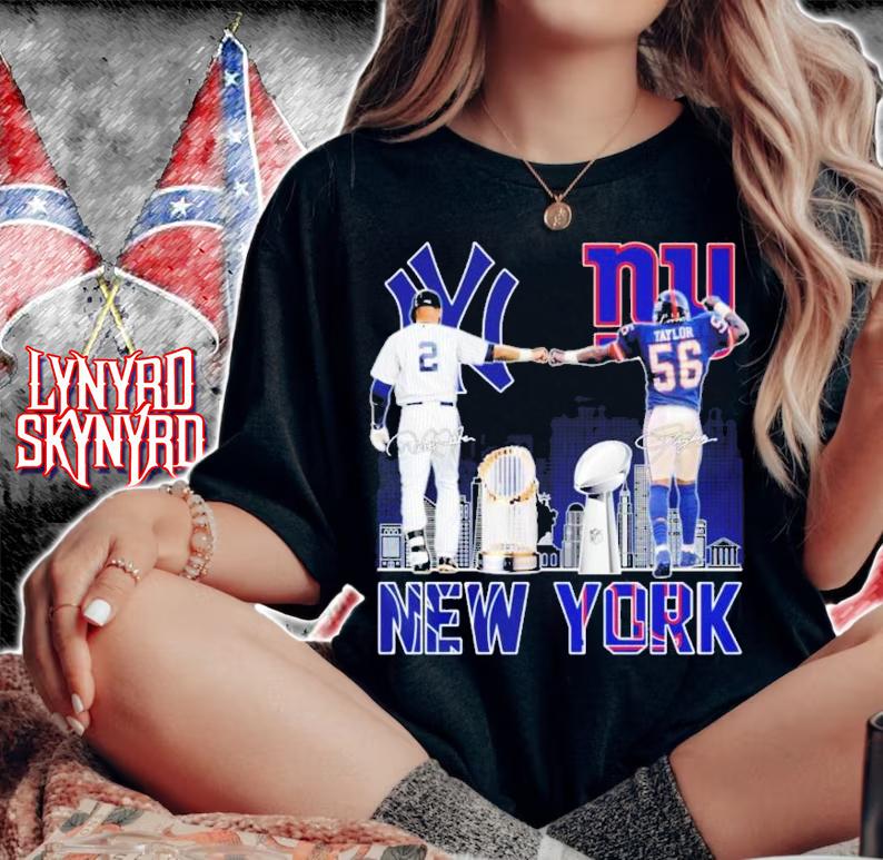 New York Derek Jeter and Lawrence Taylor signatures shirt woman shirt
