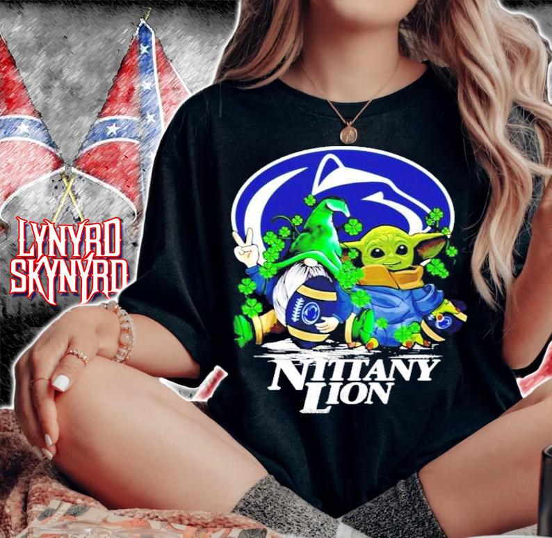 St.Patrick's day Gnome and Baby Yoda Penn State Nittany Lions shirt woman shirt