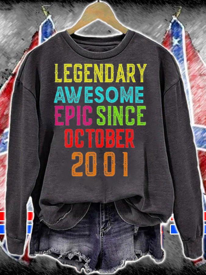 Top 20th Birthday Legendary Awesome Epic Since October 2001 T-Shirt sweatshirt