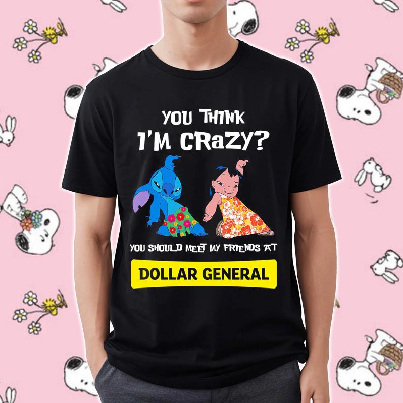 Lilo And Stitch You Think I'M Crazy You Should Meet My Friends At Dollar General T-Shirt