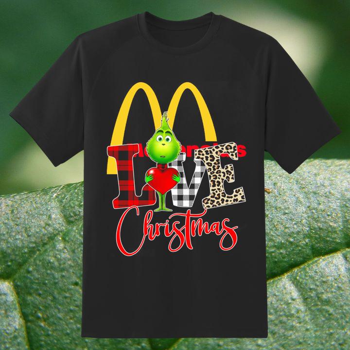 Love Mcdonald'S Grinch Christmas Leopard T-Shirt