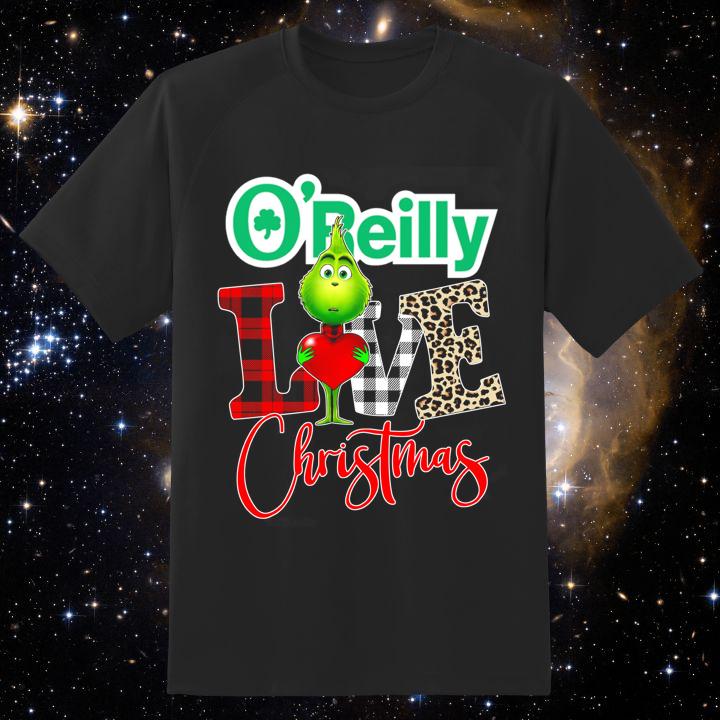 Love O'Reilly Auto Parts Grinch Christmas Leopard T-Shirt