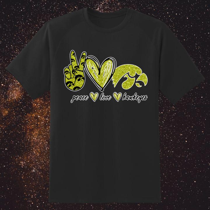 Shop Stylish Peace Love Iowa Hawkeyes Logo T-Shirt - Perfect for Fans!