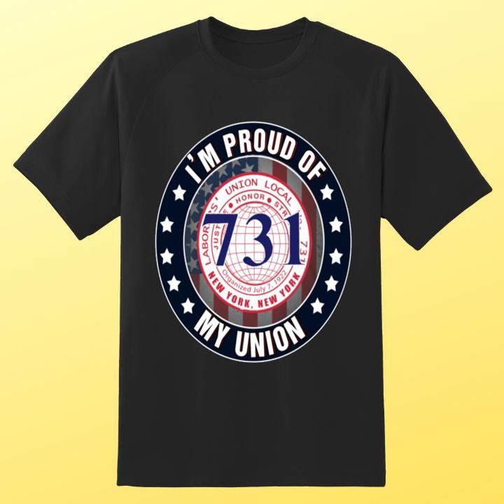 Personalized Im Proud Of My Union Laborers Local 731 American Flag T-Shirt