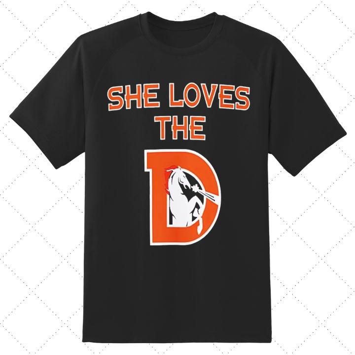 Personalized She Loves The Denver Broncos T-Shirt