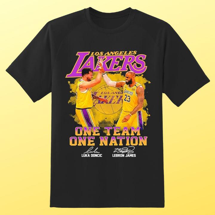 Luka Doncic And Lebron James Lakers One Team One Nation Signed Shirt