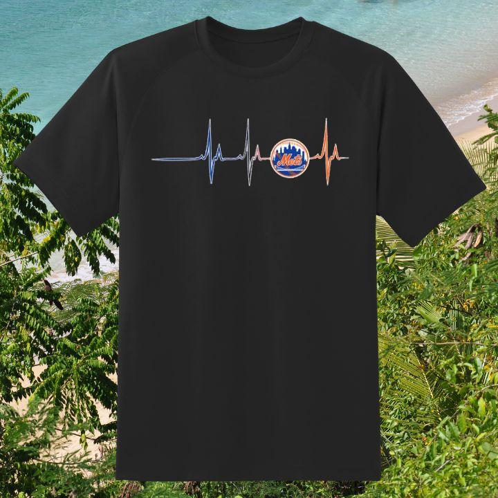 New York Mets Heartbeat Logo Funny Baseball T-Shirt