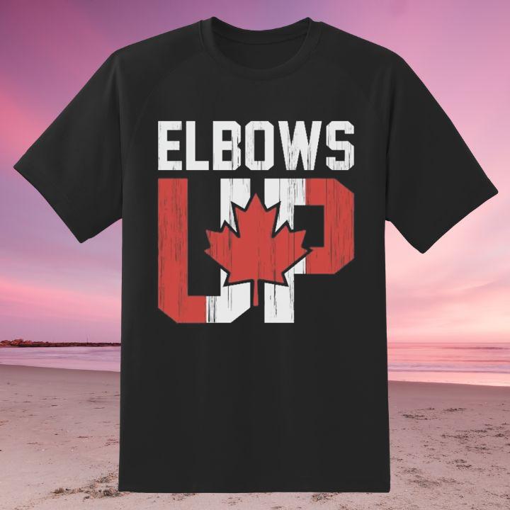 Elbows Up Maple Leaf Canada Flag J'Aime Le Canada Patriotic T-Shirt