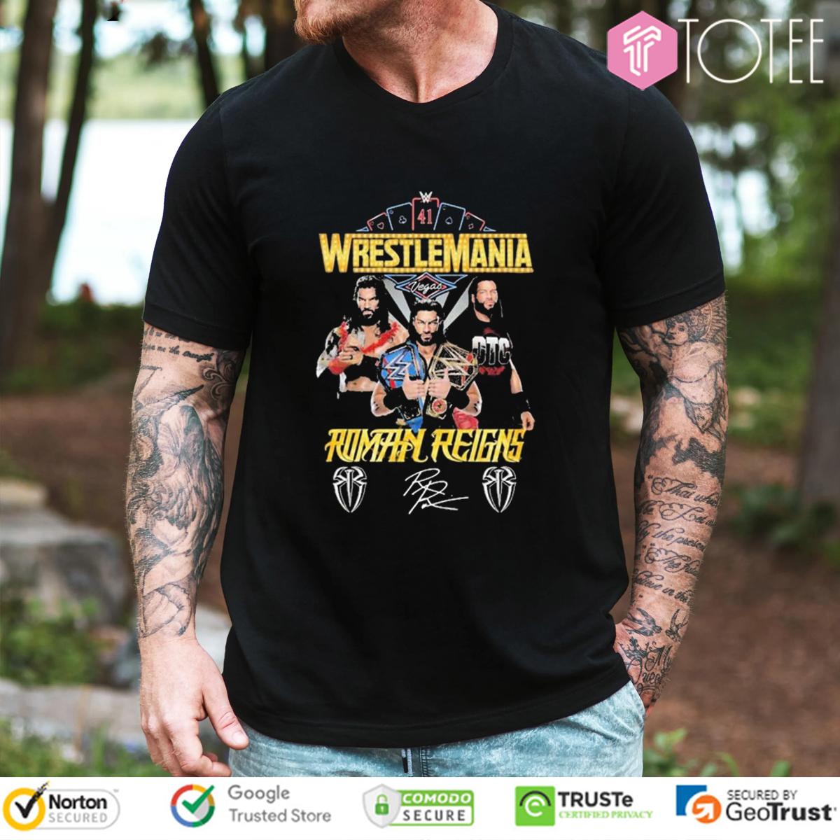 WrestleMania Las Vegas Roman Reigns WWE Signature T-Shirt