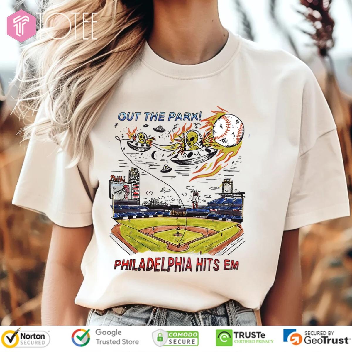 Out The Park Philadelphia Hits In Baseball Stadium T-shirt